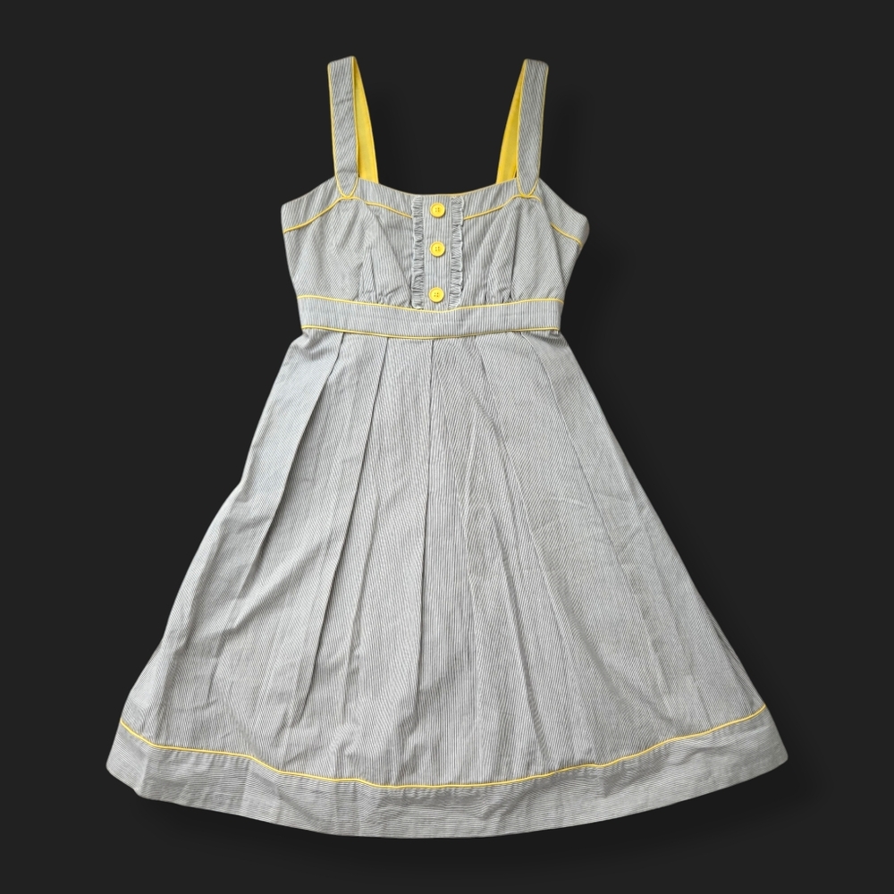 New Directions Gray and White Stripes Sleeveless Midi Dress Size 4